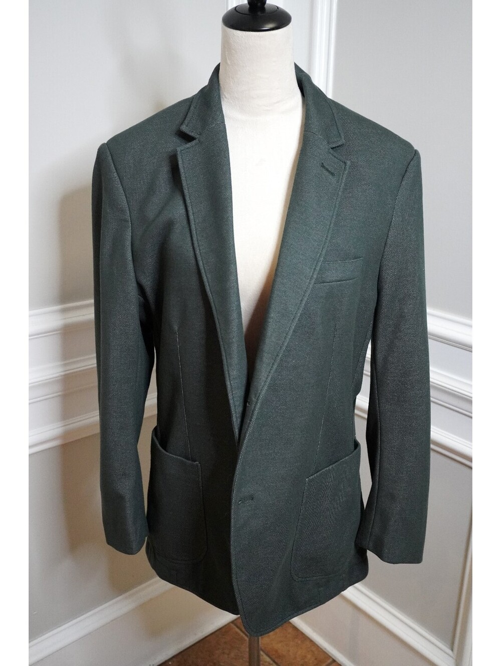 Zara Man Dark Green Sport Coat with Brown Elbow Patches